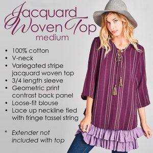 Jacquard Woven Burgundy Top